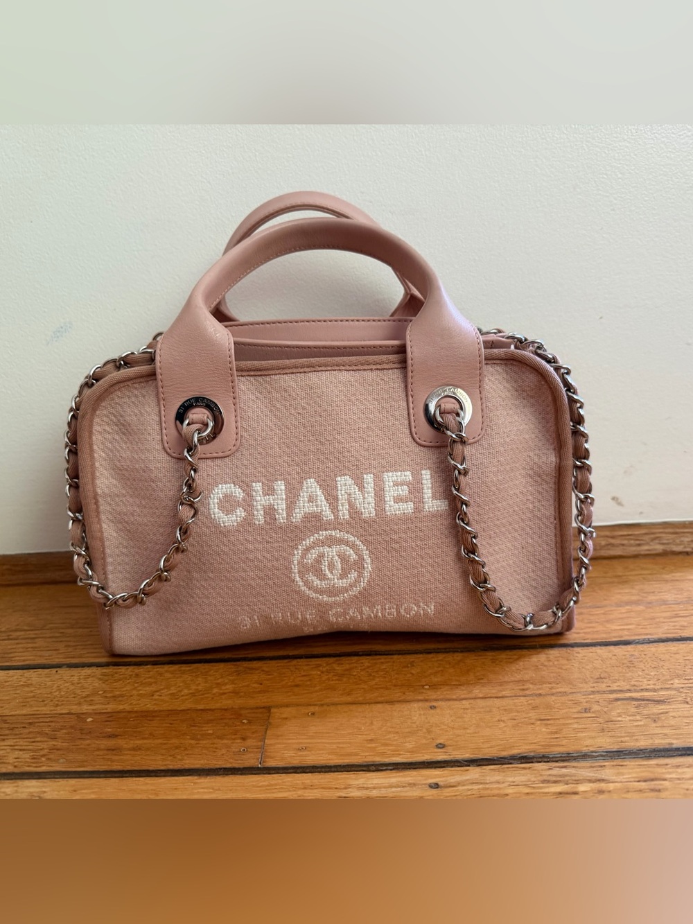 Authentic Chanel Deauville bowling shoulder bag